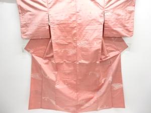 アンティーク　雲に御簾模様織り出し手織り節紬着物